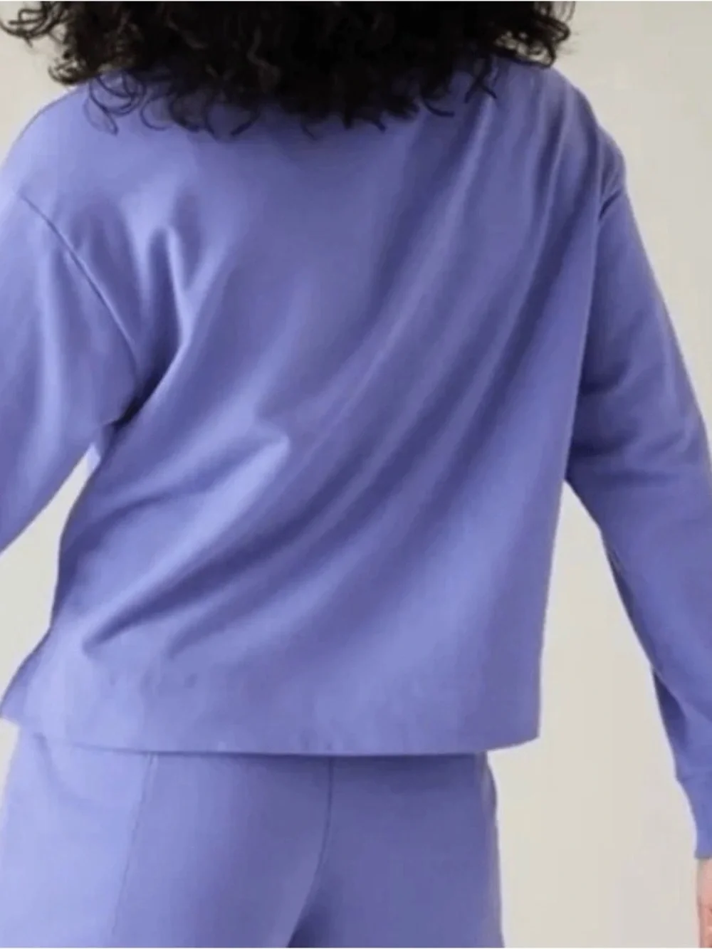 ATHLETA | Women Adonis Purple Retroterry Polo Sweatshirt size L Pullover Cropped